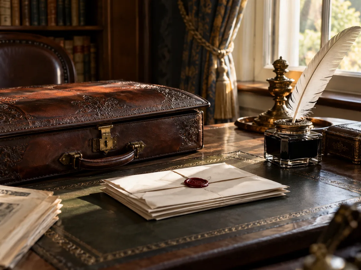 Diplomatic dispatch case on a nineteenth-century writing desk